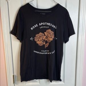 Rose Apothecary Graphic Tee - Black with Brown Roses